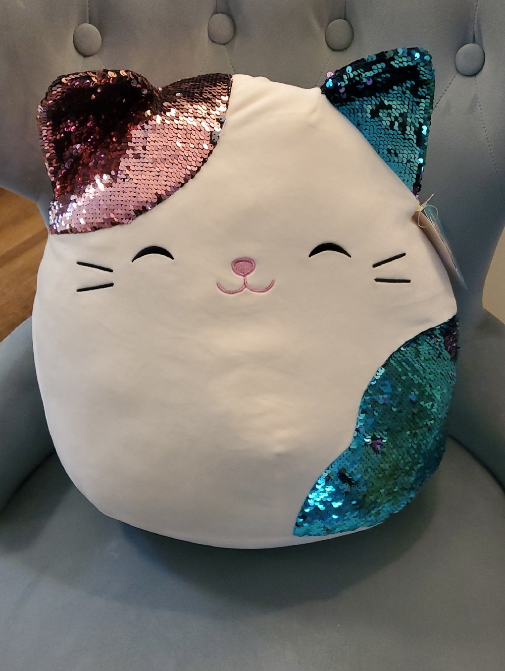 16" Sequins Shany Squishmallows Cat Plush Pillow -